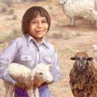 Digital Painting of Navajo Boy herding sheep in Monument Valley. From Navajo book: My Family
