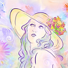 Easter Bonnet Illustration - digital art of girl with colorful hat